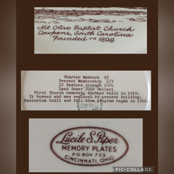 Homer Laughlin Eggshell Theme Plate - 1954/55 - "Mt. Olive Babtist" - Cowpens SC - Picture 8 of 9